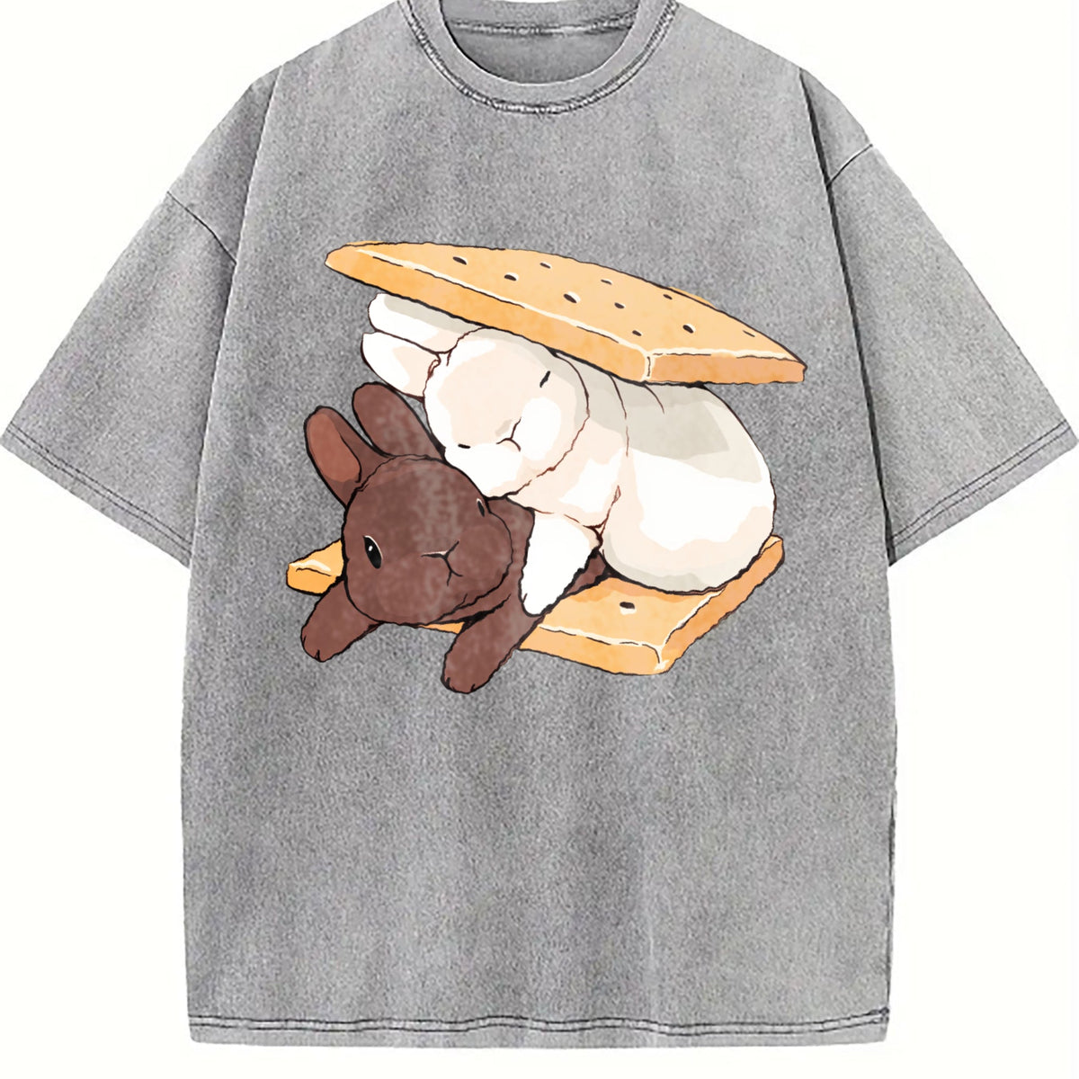 Two Rabbits Lying Vintage Washed T-Shirt product image 5