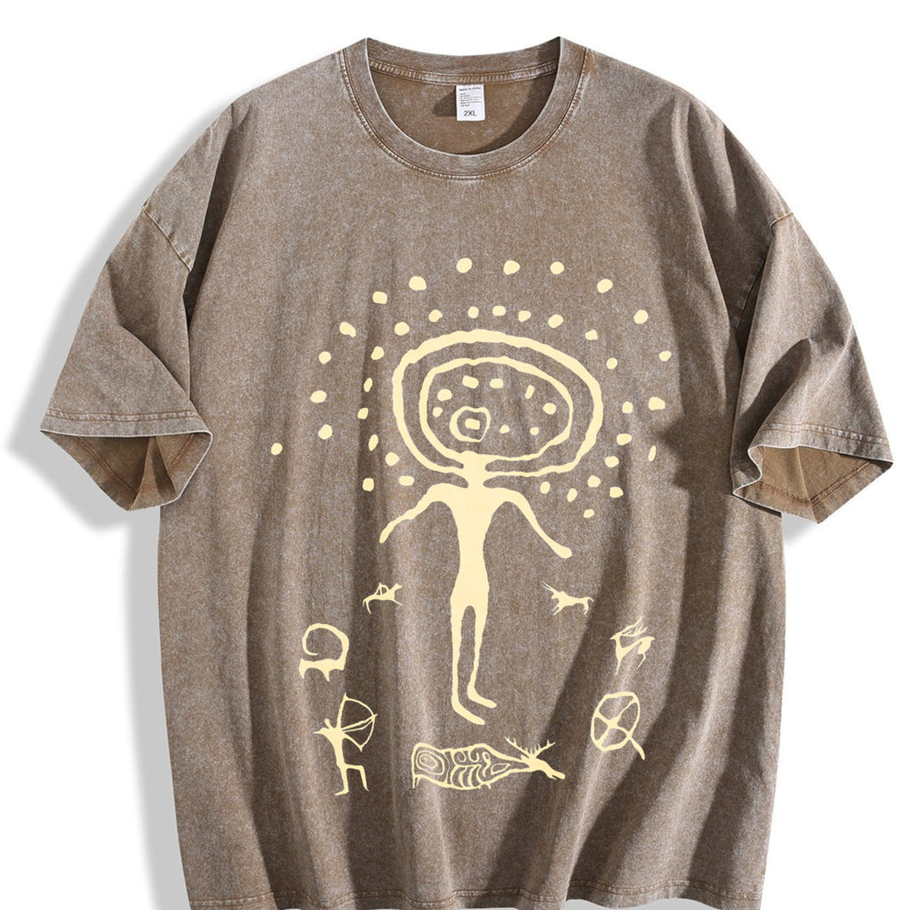 Shamanic Petroglyph - Black Vintage Washed T-Shirt product image 3