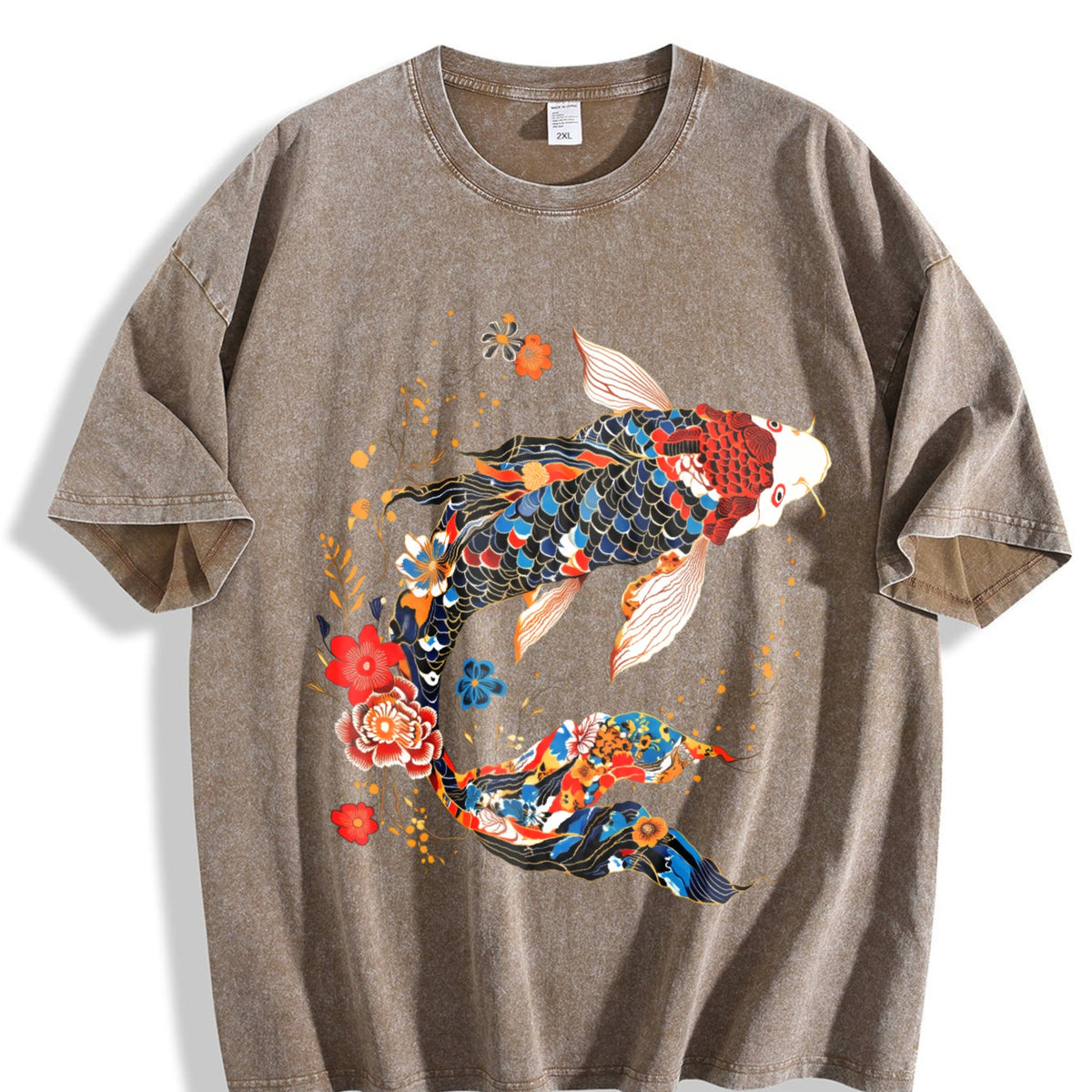 Koi Fish Theme Trend Pure Vintage Washed T-Shirt product image 3