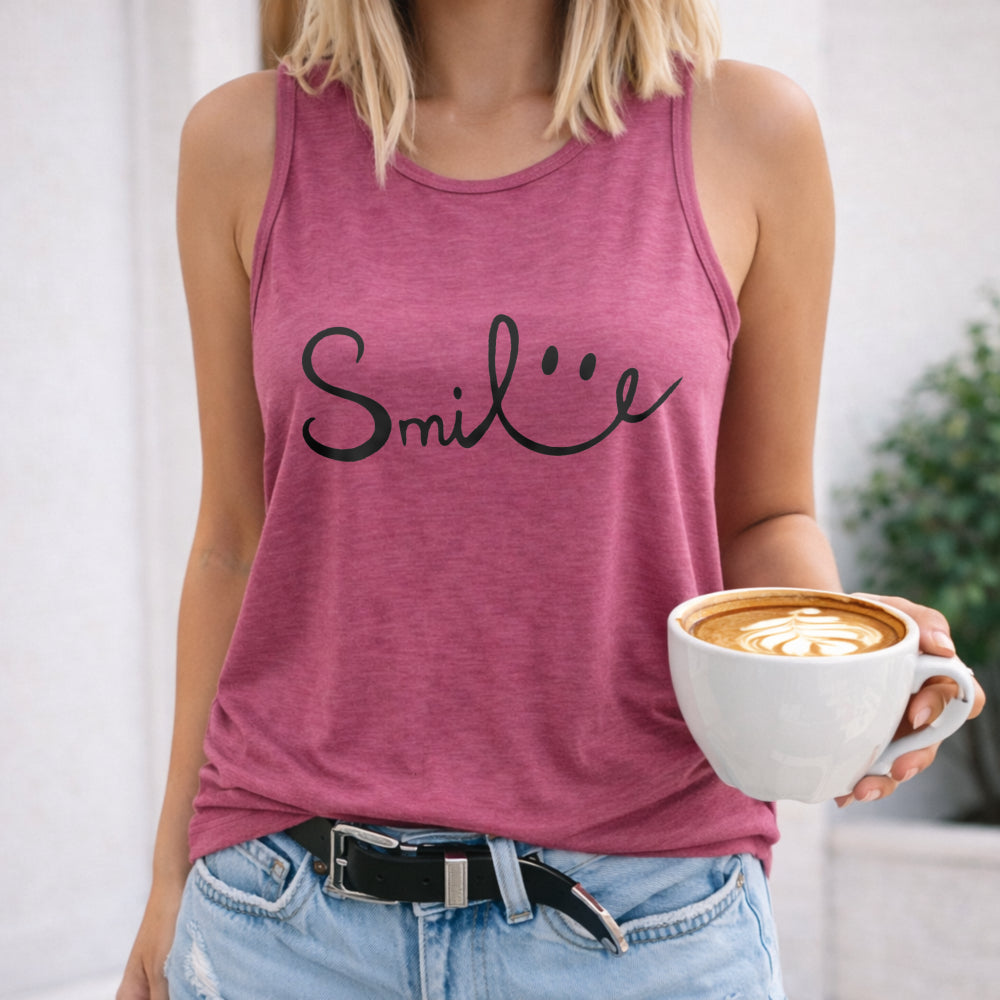 I-shaped - Smile Letter & Joyful Face Women's Tank Top