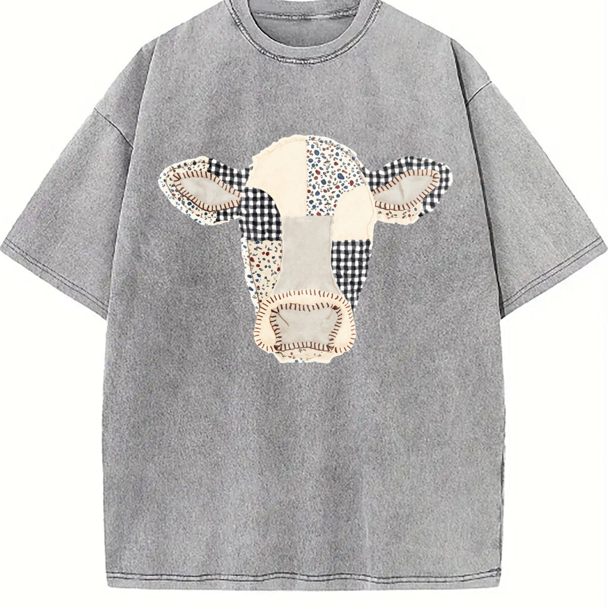 Faux Patchwork Cow Vintage Washed T-Shirt product image 4
