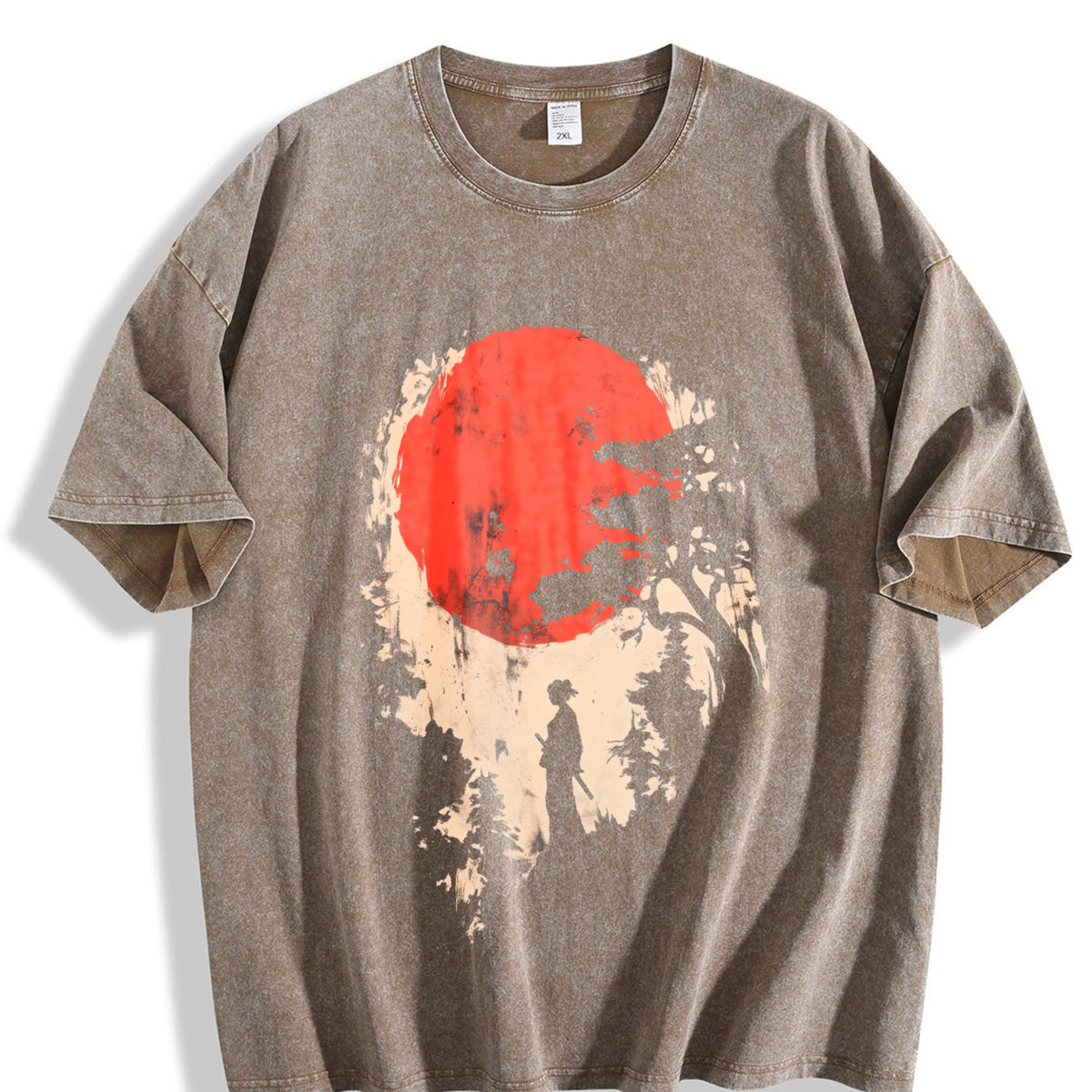 Distressed Red Sun Art Vintage Washed T-Shirt product image 3