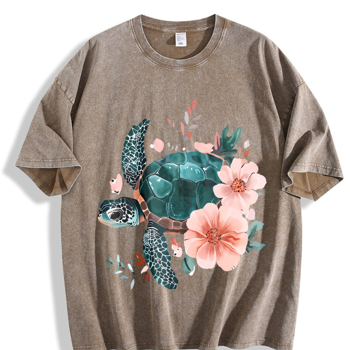 Floral Turtle & Peach Blossom - Stretch Vintage Washed product image 3