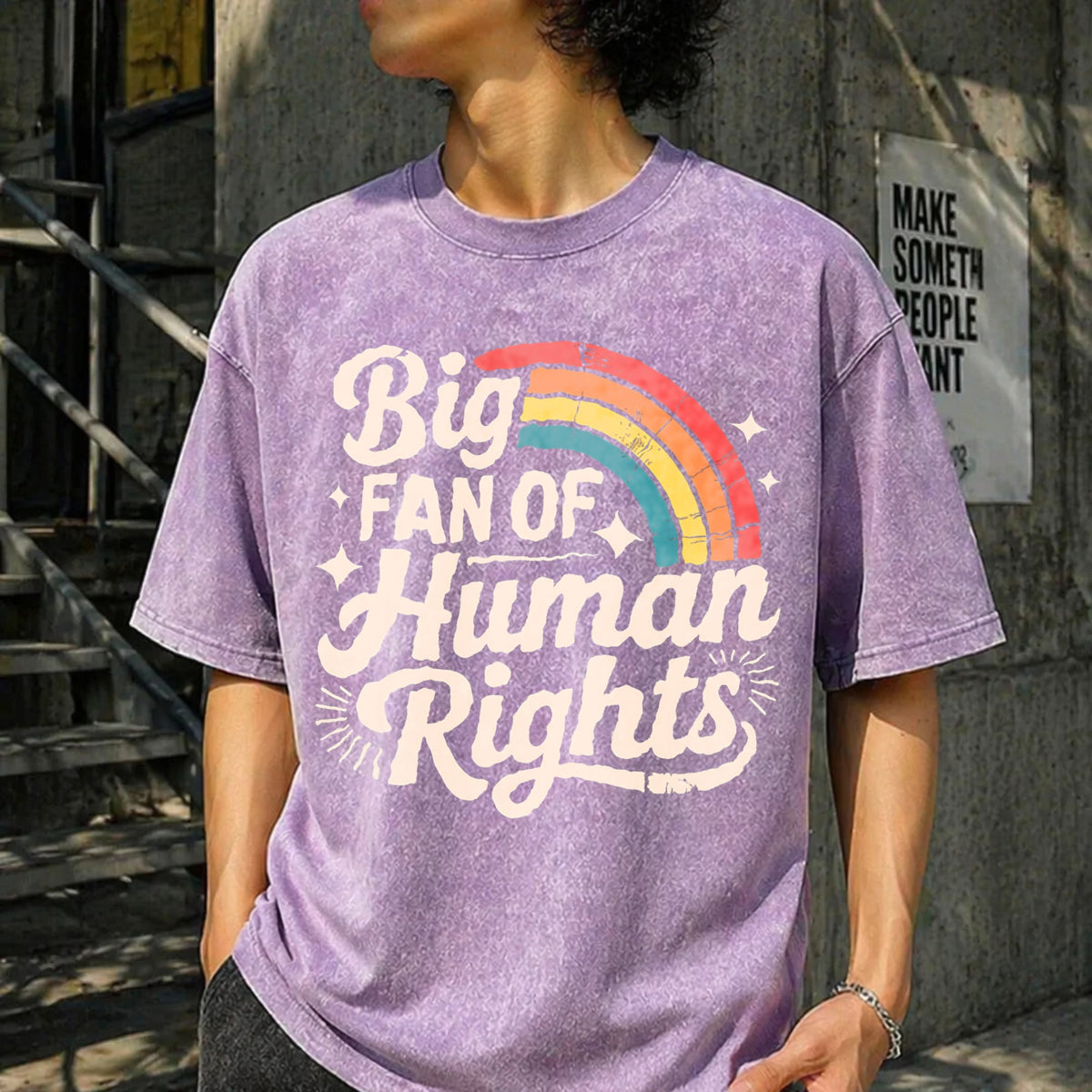 Big Fan Of Human Rights - Rainbow Vintage Washed T-Shirt product image 6