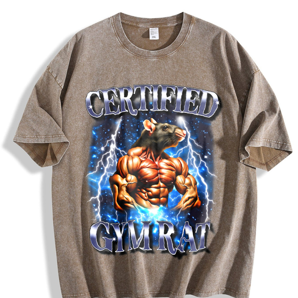 Certified Gym Rat Funny 90s Vintage Washed T-Shirt product image 3