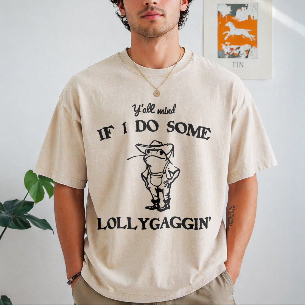 Lollygaggin' Frog Funny Vintage Washed T-Shirt product image 1