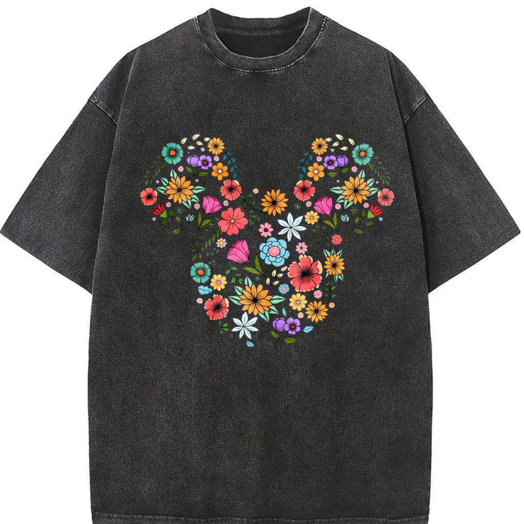 Floral Mouse Head Vintage Washed T-Shirt product image 2