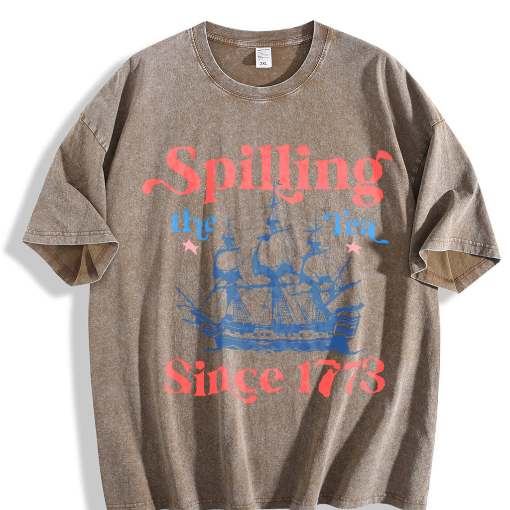 Spilling The Tea Since 1773 USA Patriotic Vintage Washed product image 3