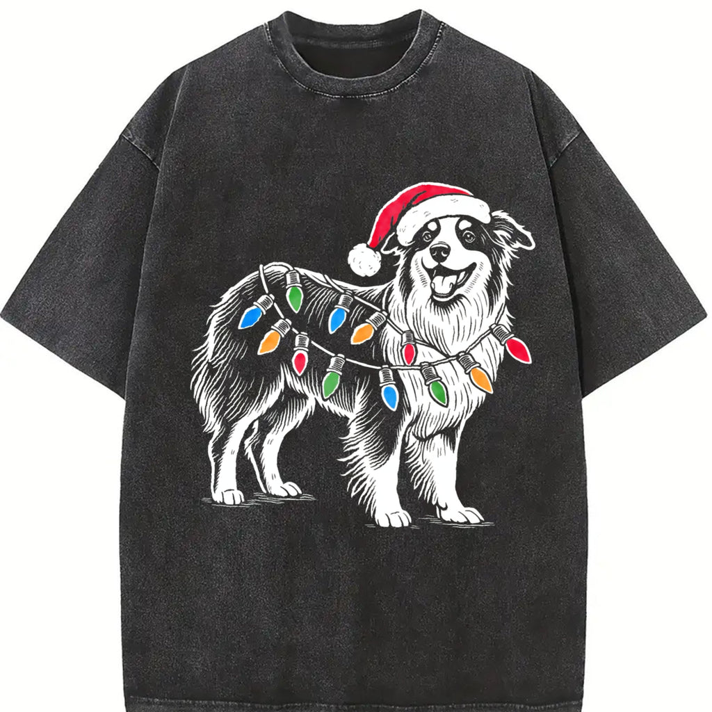 Australian Shepherd Christmas Vintage Washed T-Shirt product image 2