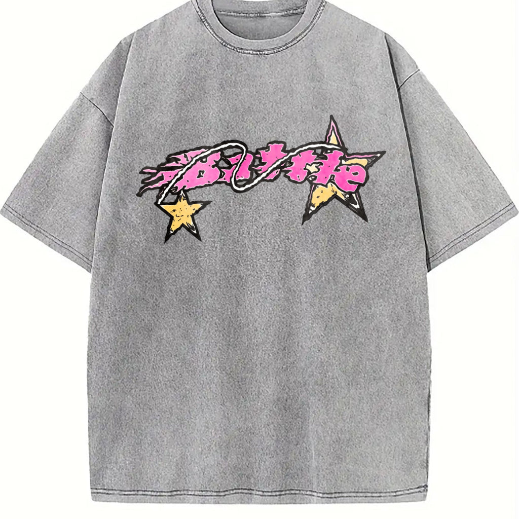 Pink Star Lettering Vintage Washed T-Shirt product image 4