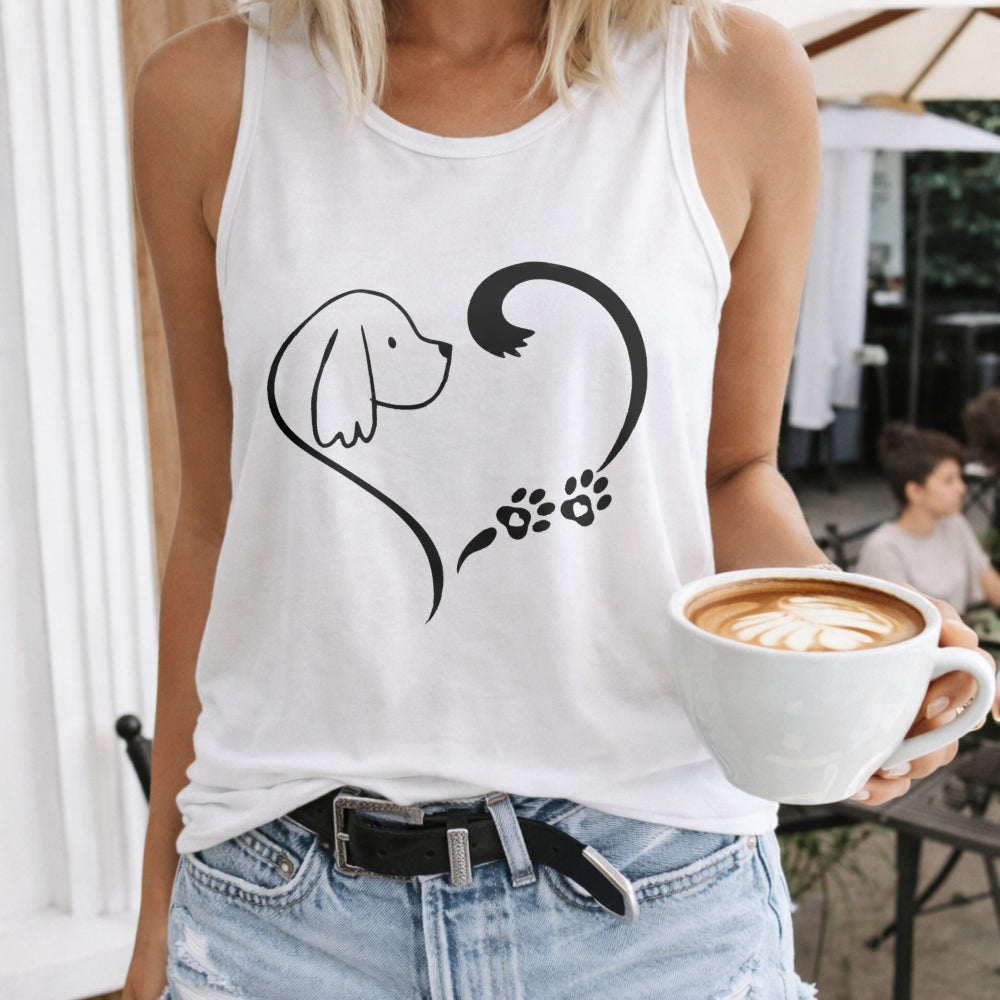 Racer With Cute Puppy & Heart - Summer Women's Tank Top