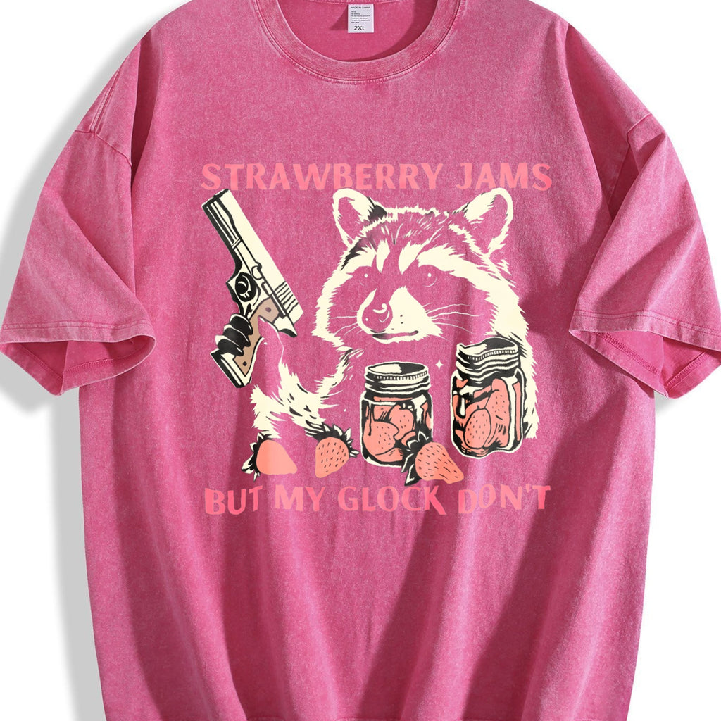 Funny Cute Raccoon With Strawberry Jams And Pewpew Vintage product image 7