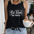 Be Real Not Perfect Racer - Vibrant Blue Motivational Letter Women's Tank Top