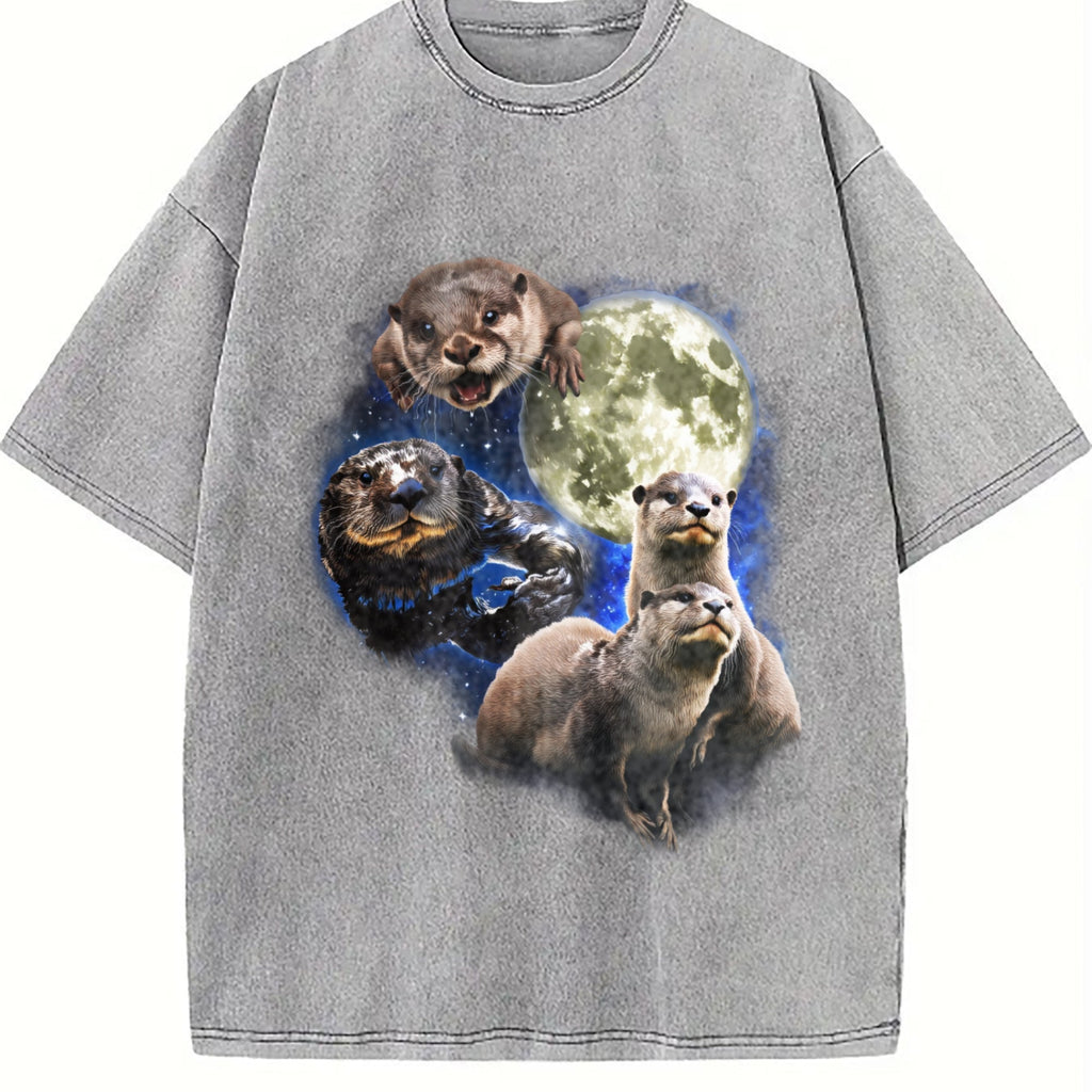 Otters In Galaxy Vintage Washed T-Shirt product image 5