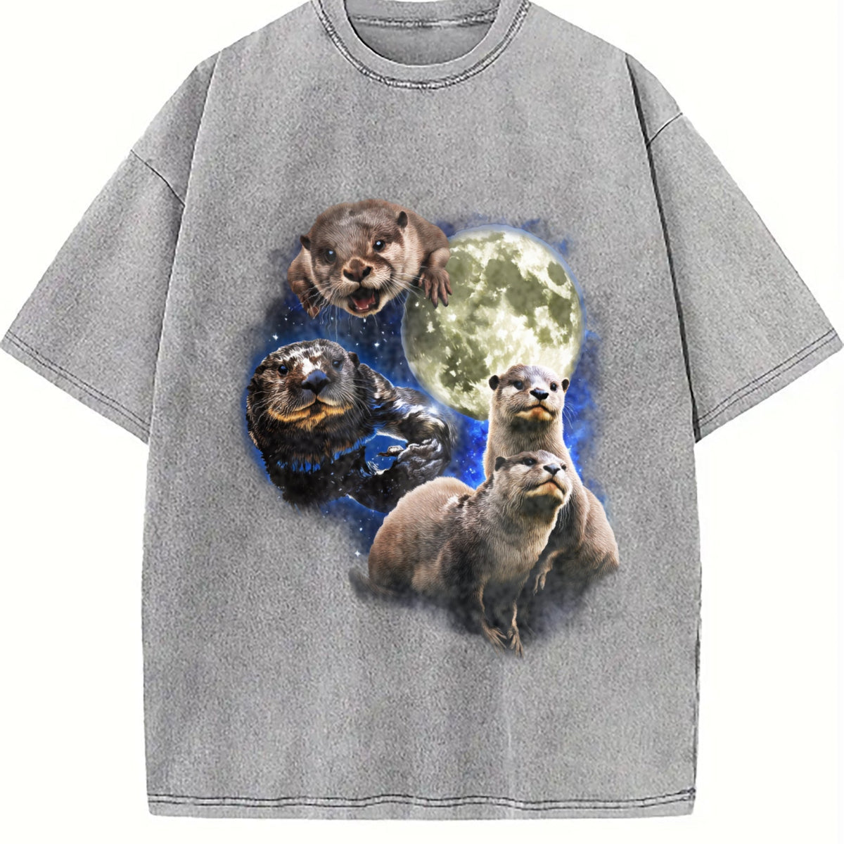 Otters In Galaxy Vintage Washed T-Shirt product image 5
