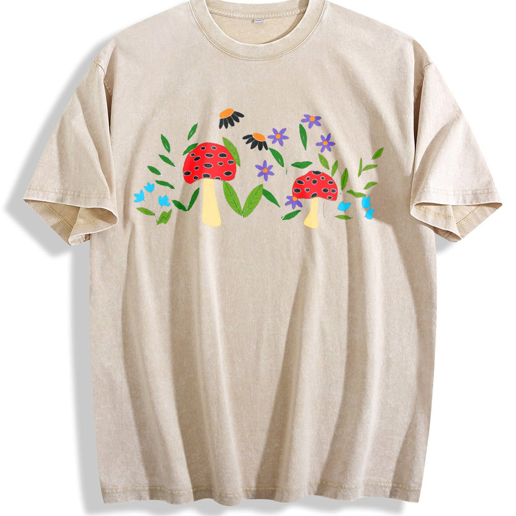 Mushroom Floral Garden Fairy Vintage Washed T-Shirt product image 1