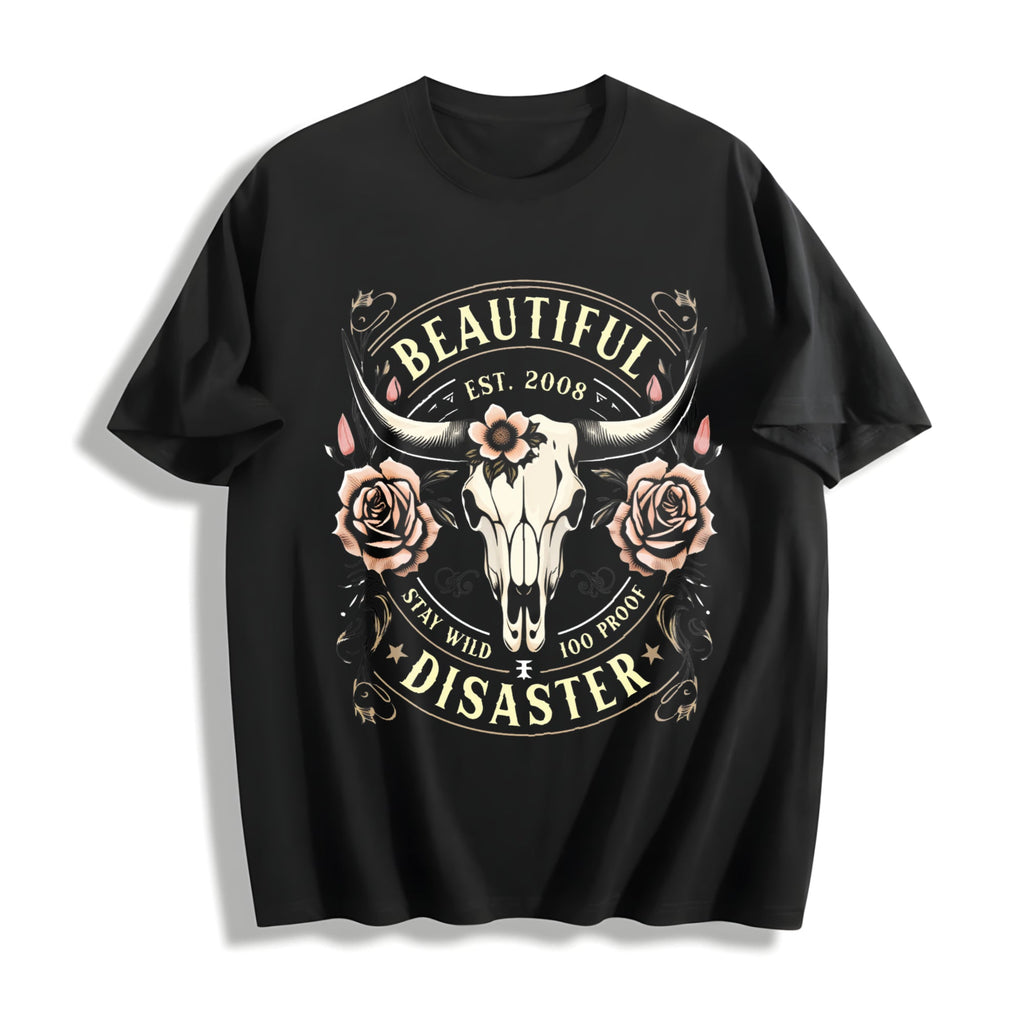 Western Cowboy - Black With Bull Skull & Floral Cotton product image 1
