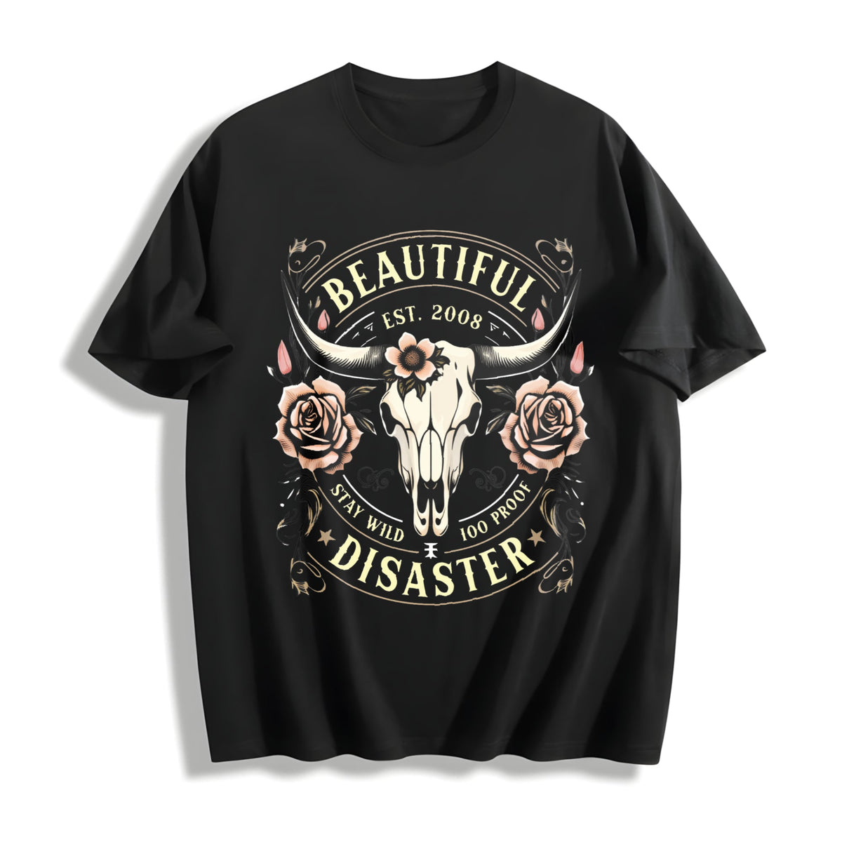 Western Cowboy - Black With Bull Skull & Floral Cotton product image 1