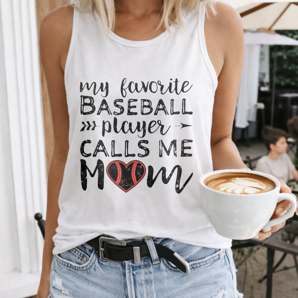 Baseball Mom - Red With Heart & Letter Women's Tank Top
