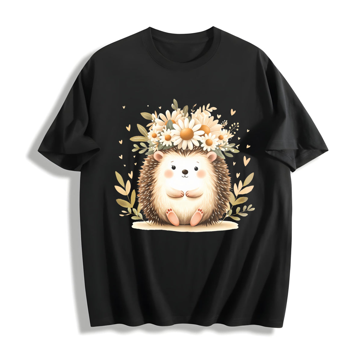 Hedgehog & Daisy - With Cute & Floral Cotton T-Shirt product image 1