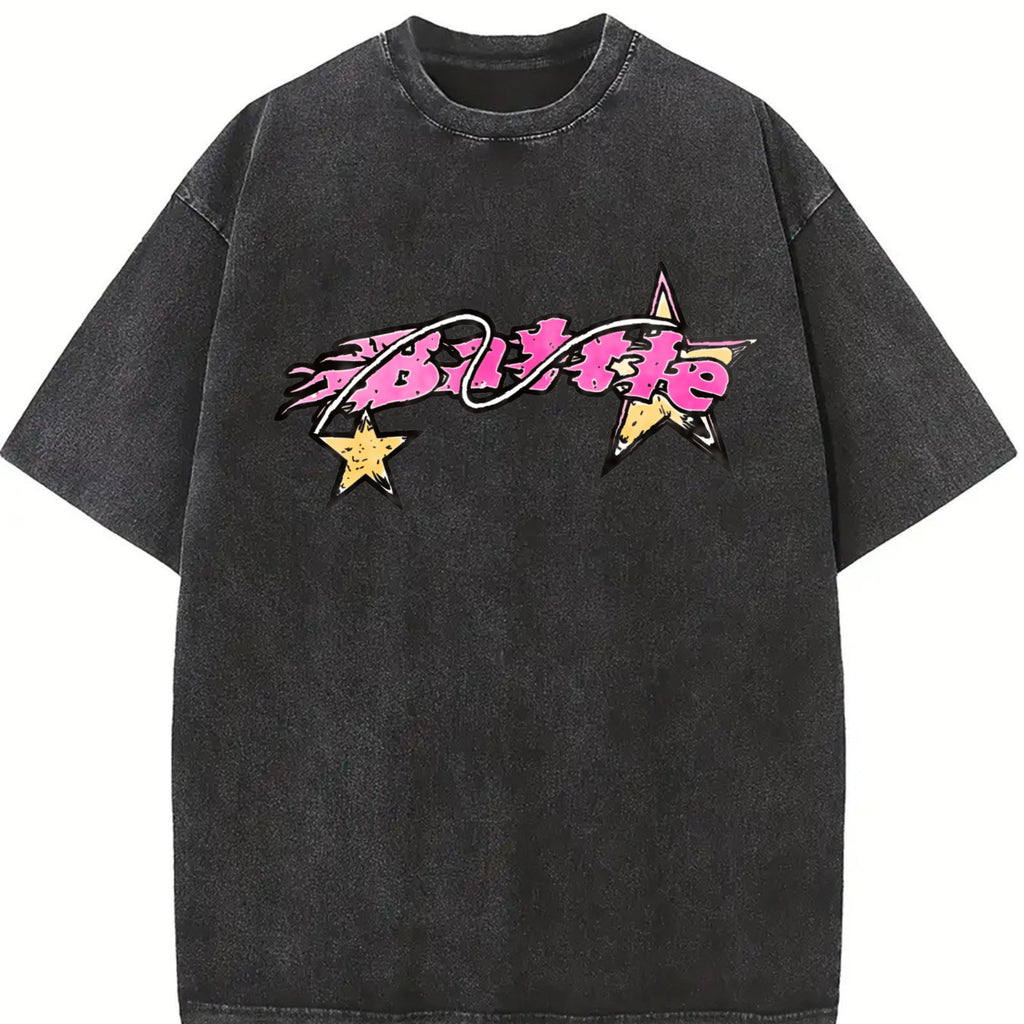 Pink Star Lettering Vintage Washed T-Shirt product image 2