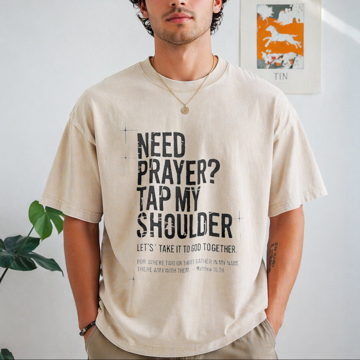 Need Prayer Tap My Shoulder Bible Verse Christian Vintage product image 1