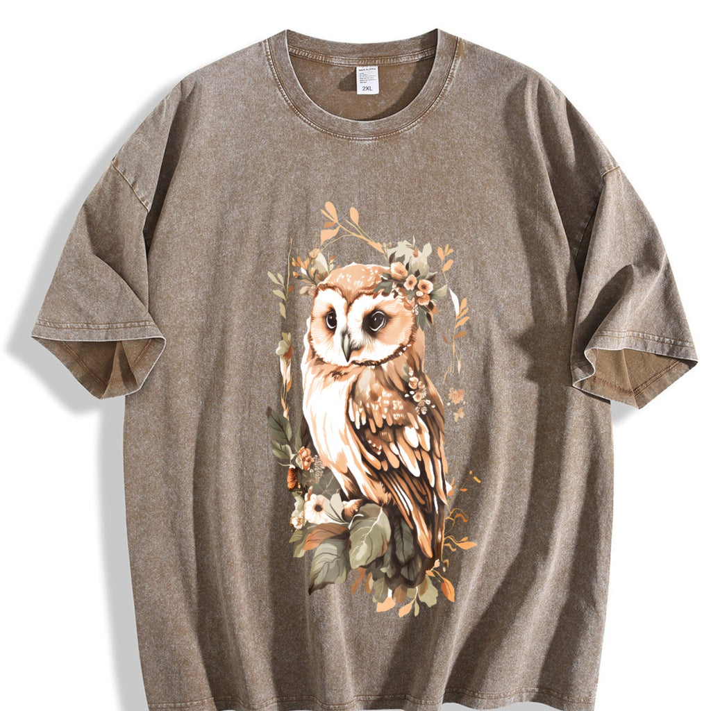 Green Leaf Owl Vintage Washed T-Shirt product image 3