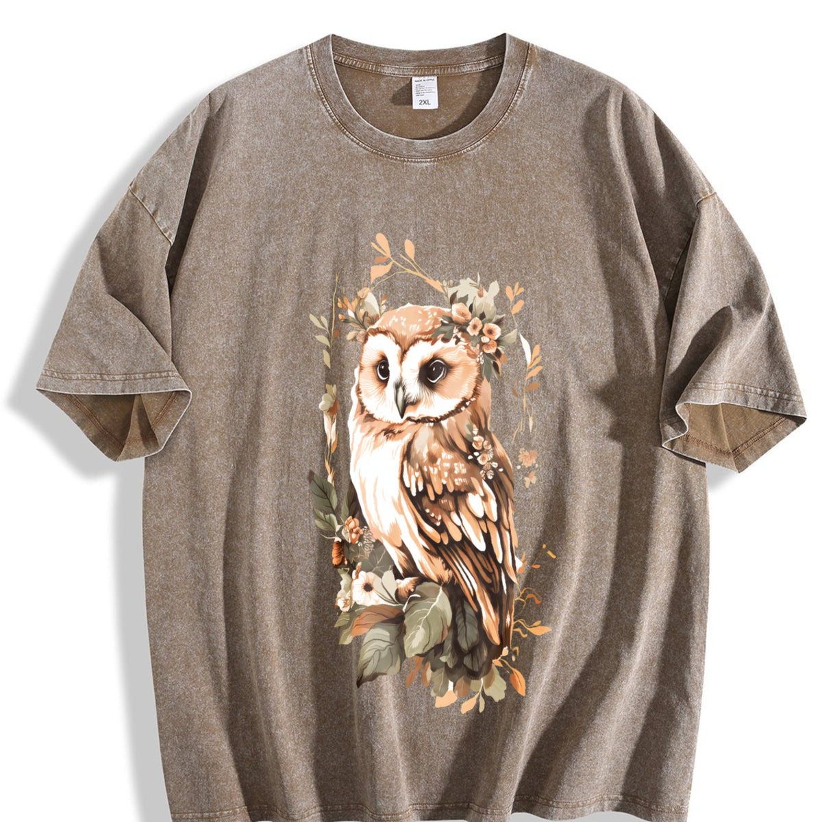 Green Leaf Owl Vintage Washed T-Shirt product image 3