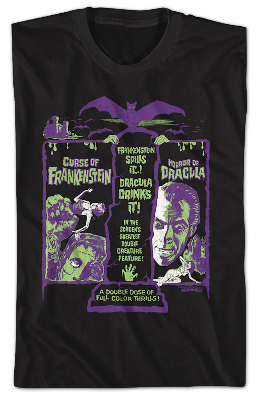 Greatest Double Creature Feature Hammer Films T-Shirt product image 2