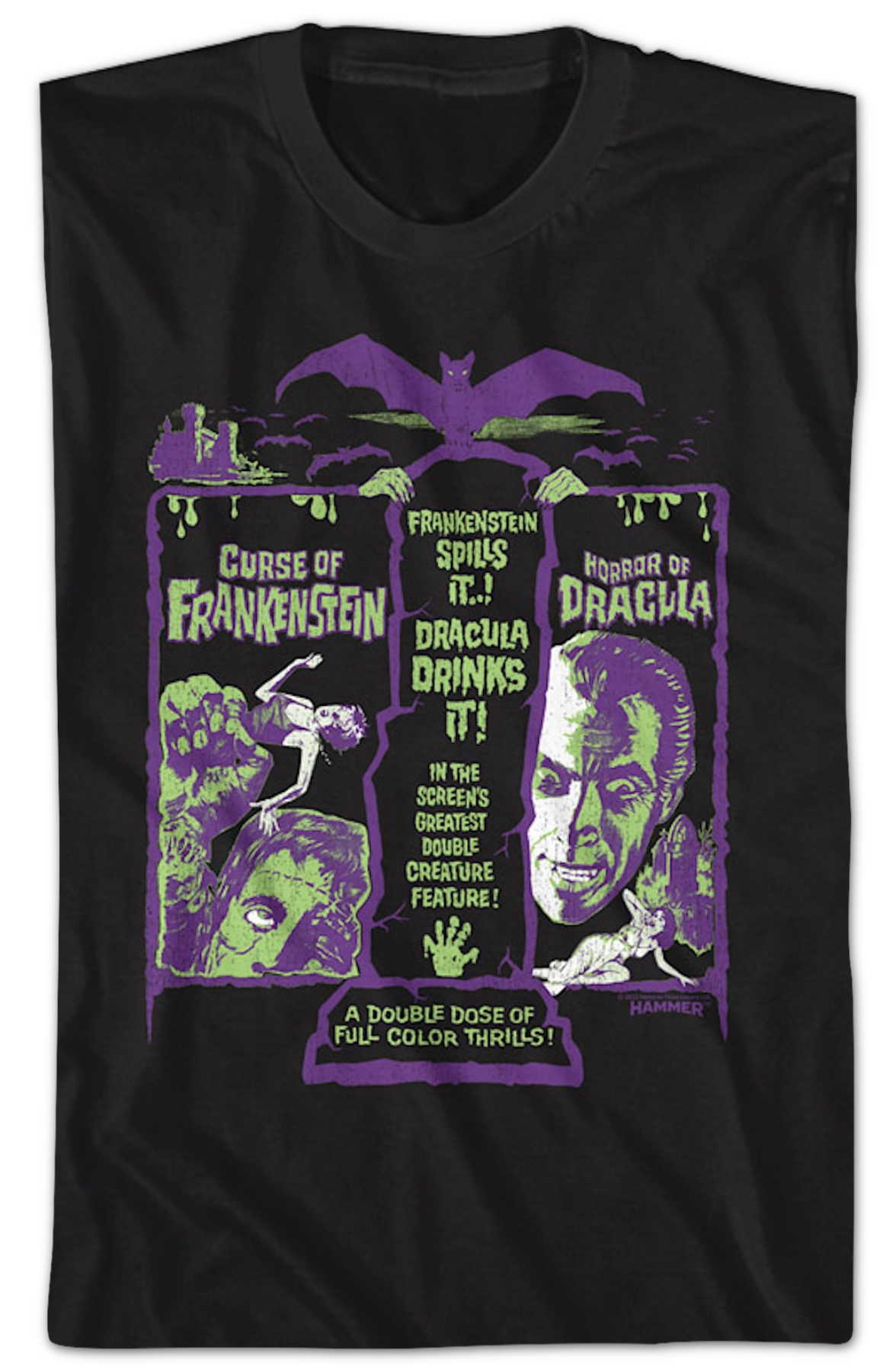 Greatest Double Creature Feature Hammer Films T-Shirt product image 2
