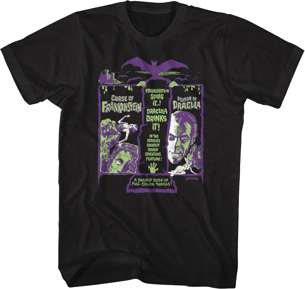 Greatest Double Creature Feature Hammer Films T-Shirt product image 1