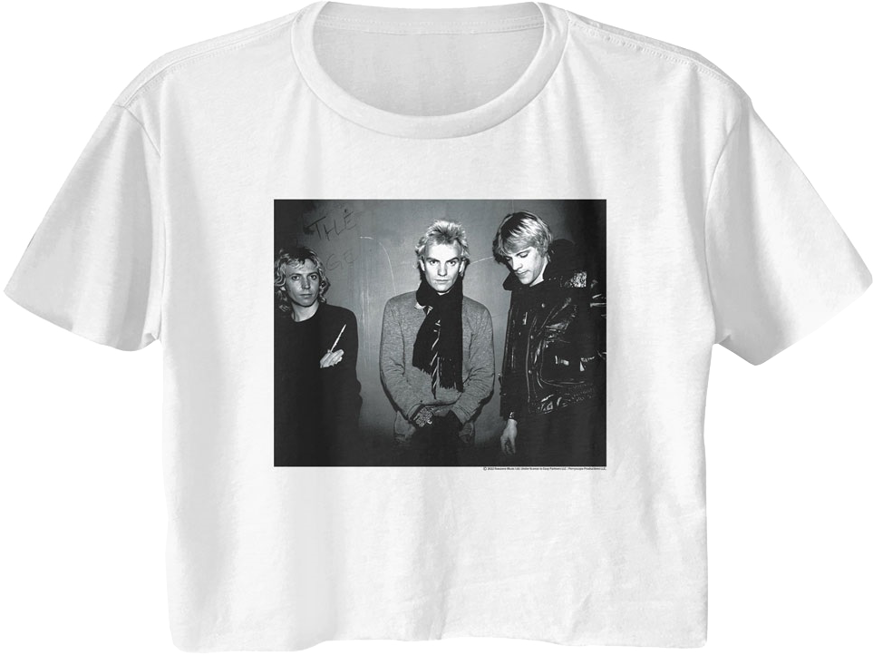 Ladies Black And White Photo The Police Crop Top