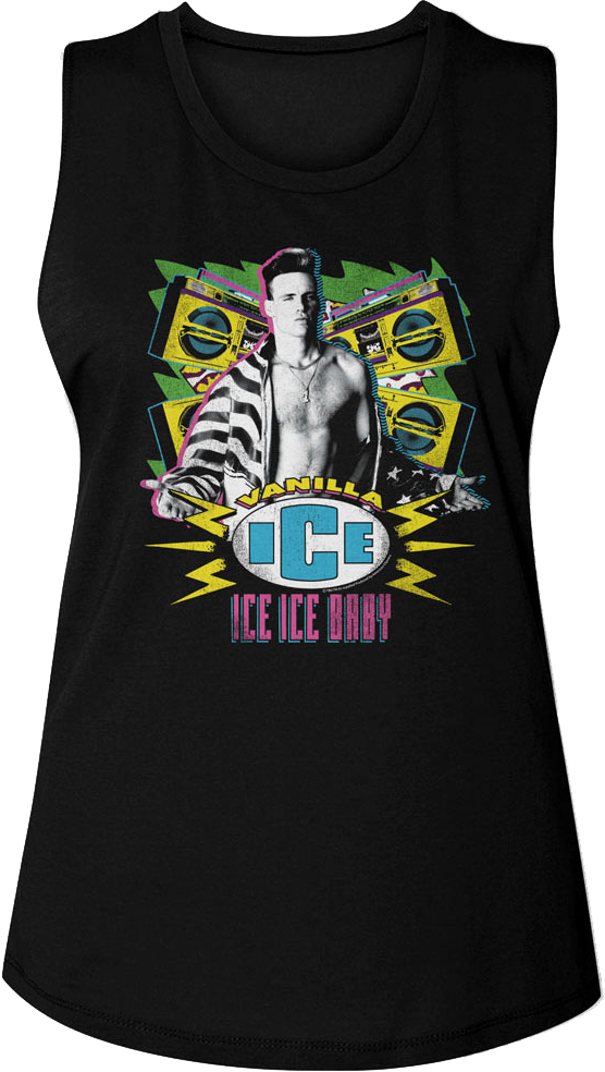 Ladies Ice Ice Baby Stereos Vanilla Ice Muscle Tank Top