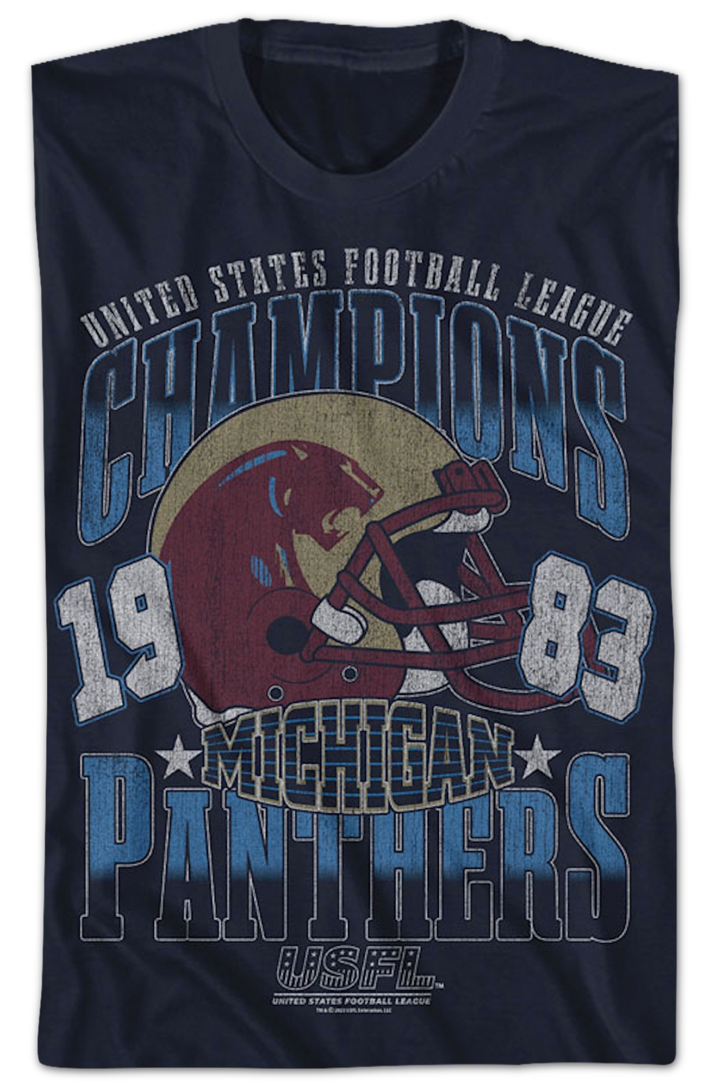 Michigan Panthers 1983 Champions USFL T-Shirt product image 2