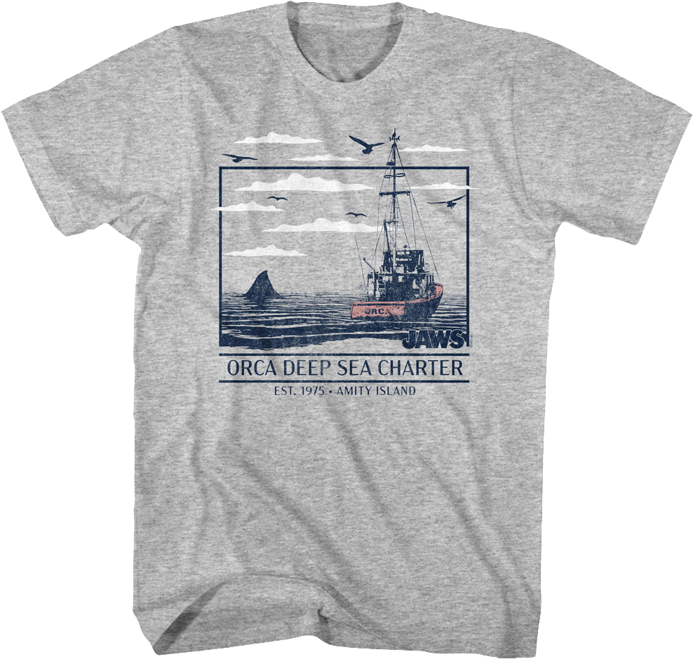 Orca Deep Sea Charter Amity Island Jaws T-Shirt product image 1