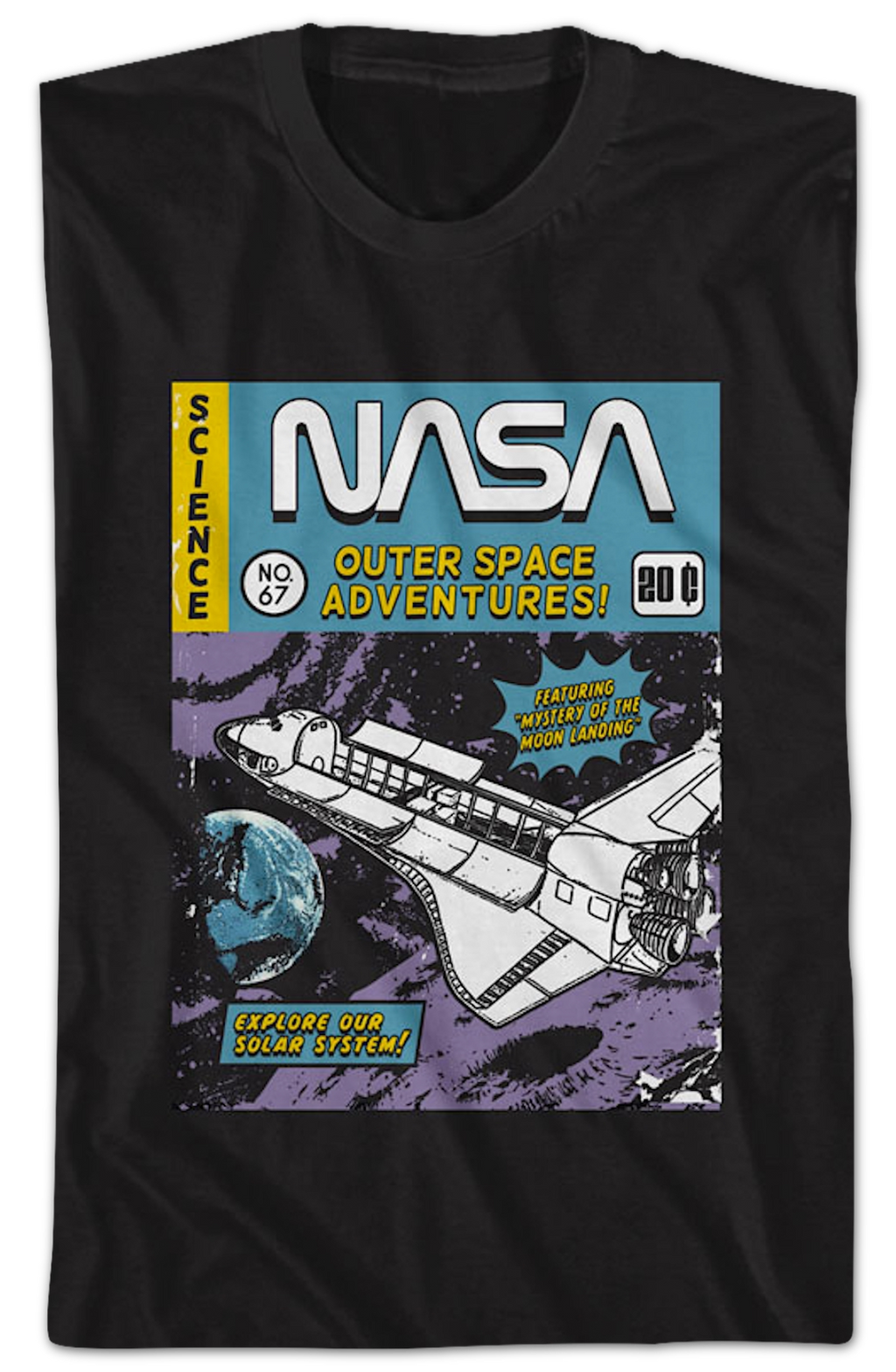 Outer Space Adventures Comic Book Cover NASA T-Shirt product image 2