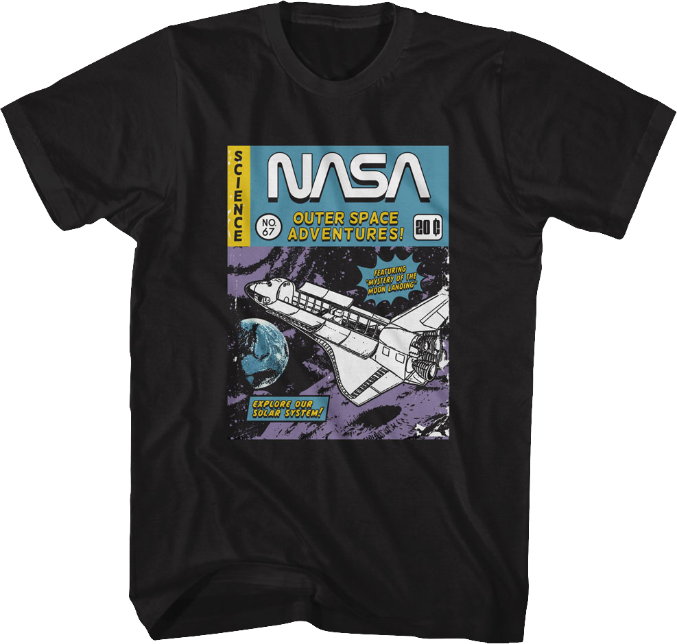 Outer Space Adventures Comic Book Cover NASA T-Shirt product image 1