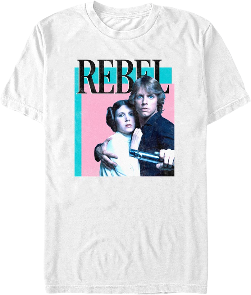 White Rebel Princess Leia Luke Skywalker Star Wars T-Shirt product image 1