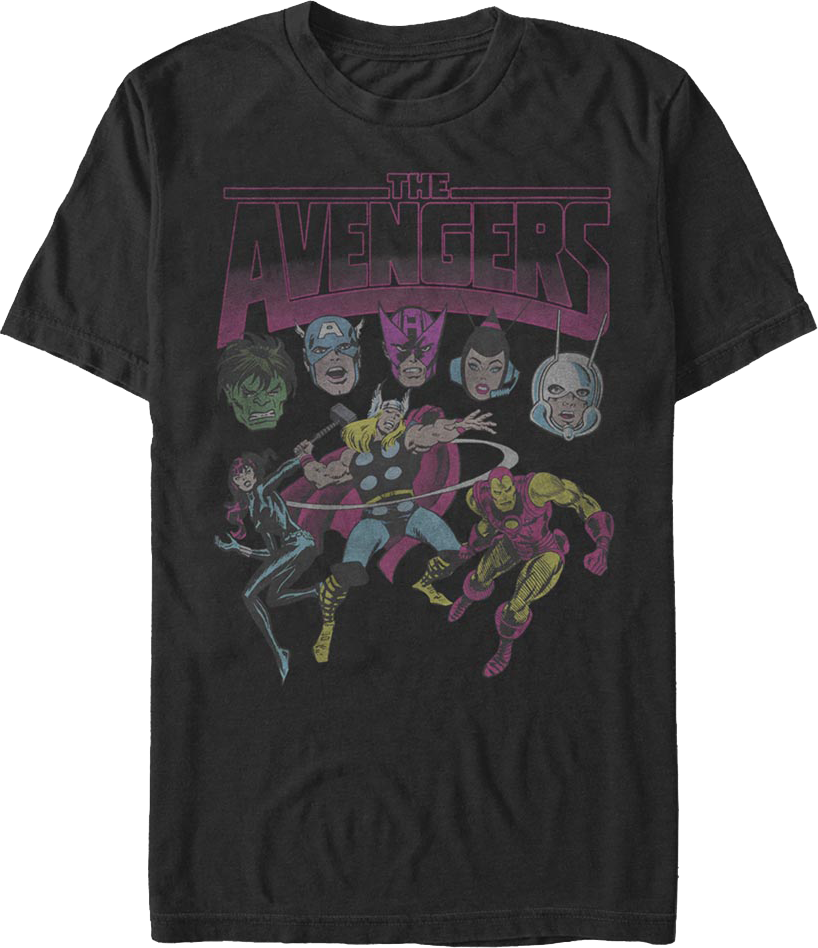 Retro Avengers Character Collage Marvel Comics T-Shirt product image 1