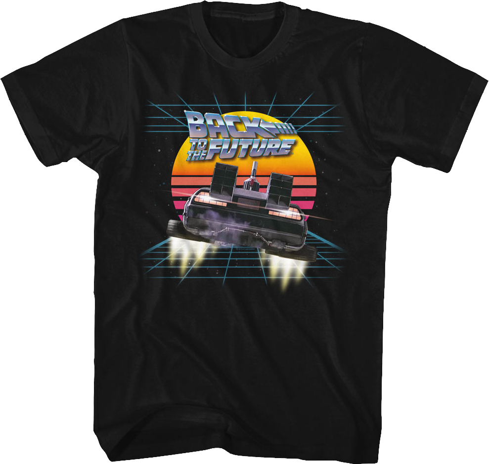 Retro DeLorean And Sunset Back To The Future T-Shirt product image 1