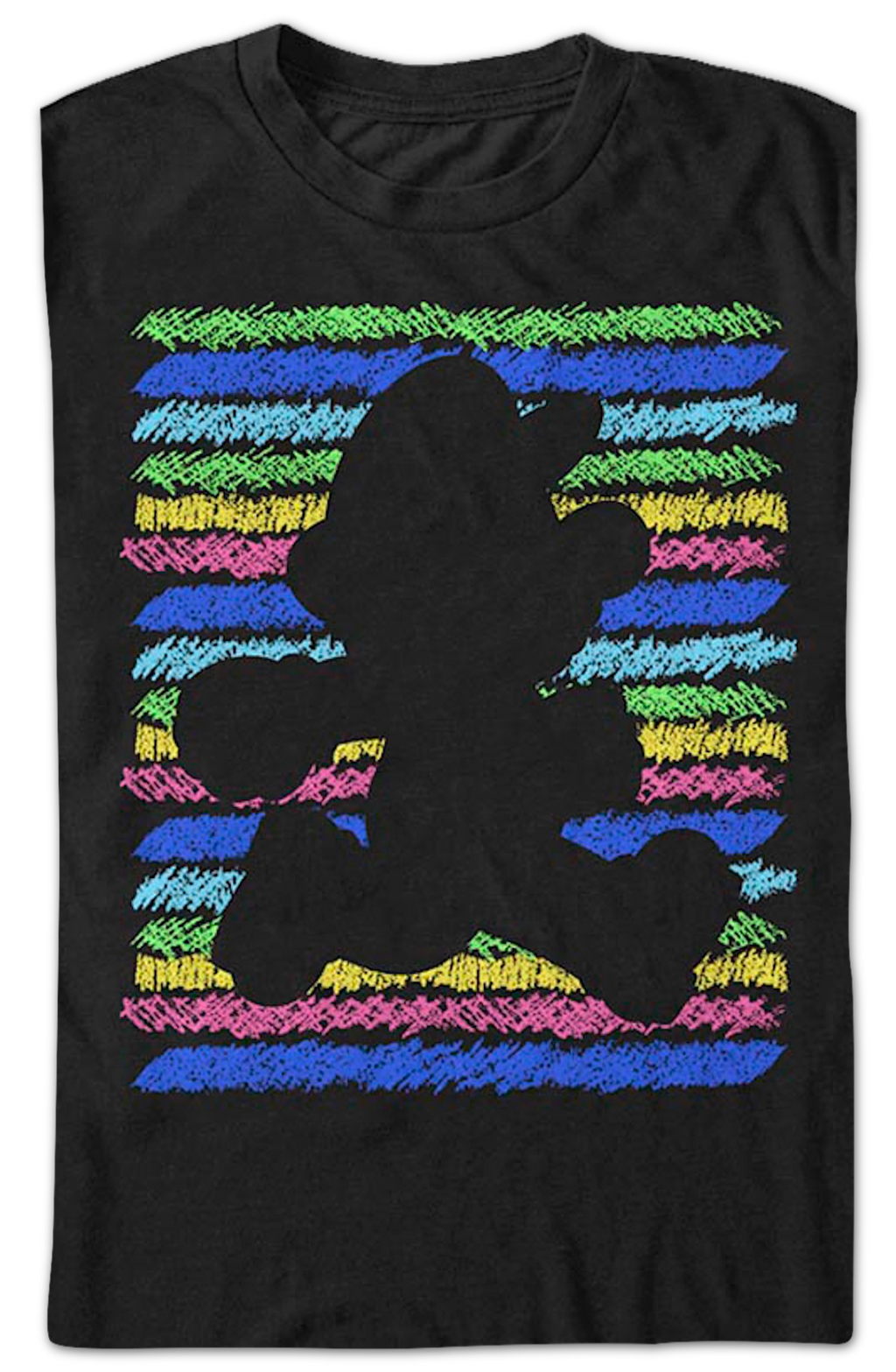 Retro Crayon Stripes Silhouette Super Mario Bros. T-Shirt product image 2