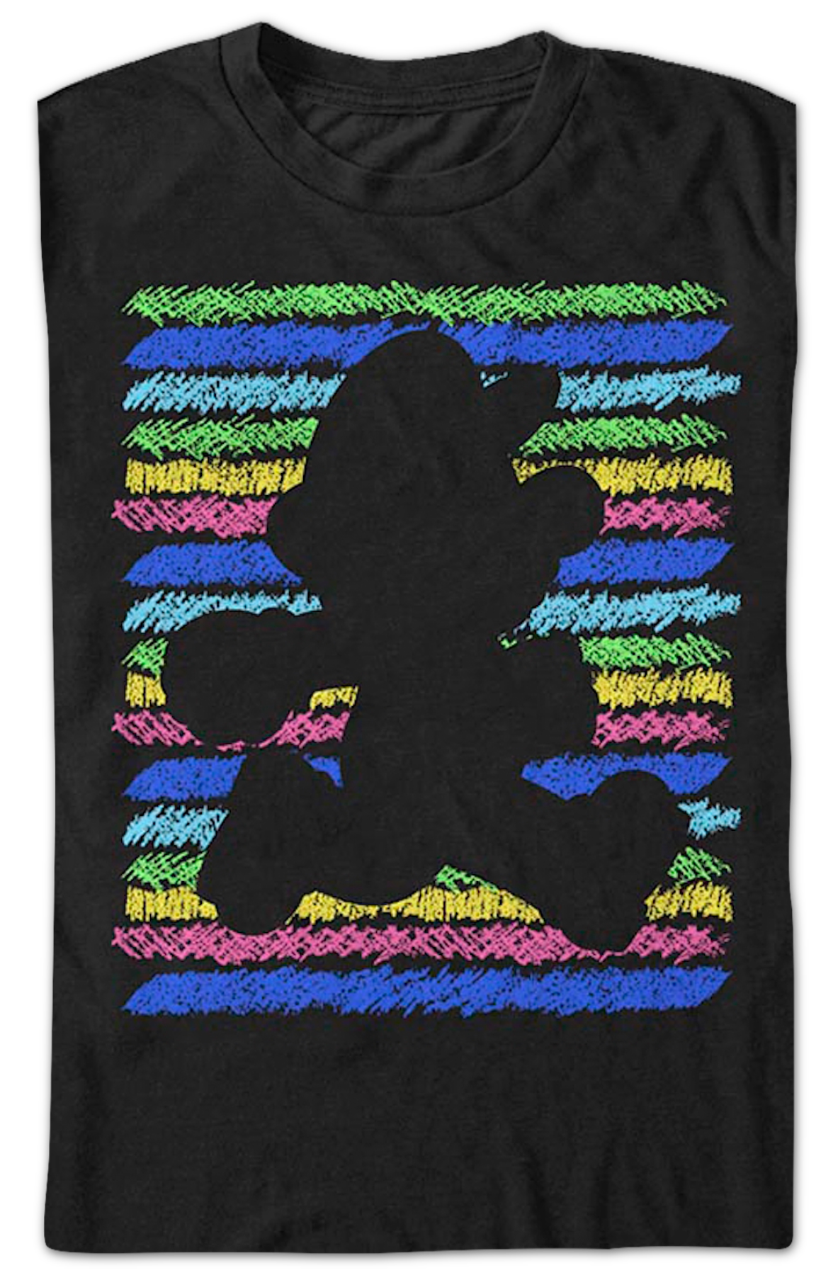 Retro Crayon Stripes Silhouette Super Mario Bros. T-Shirt product image 2
