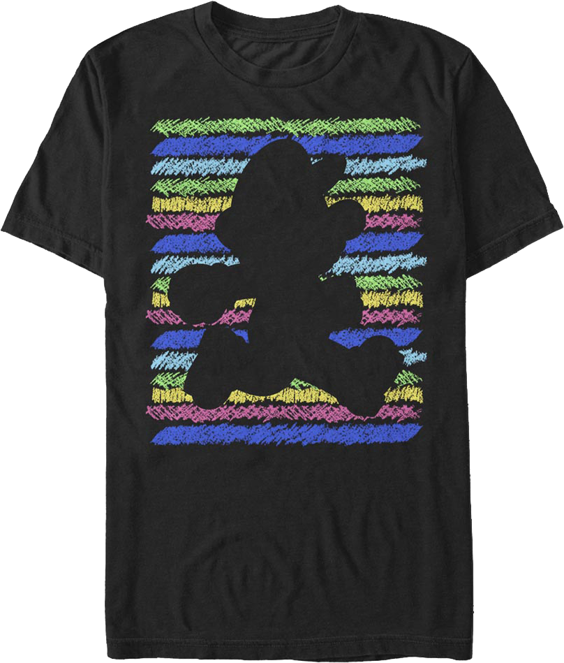 Retro Crayon Stripes Silhouette Super Mario Bros. T-Shirt product image 1
