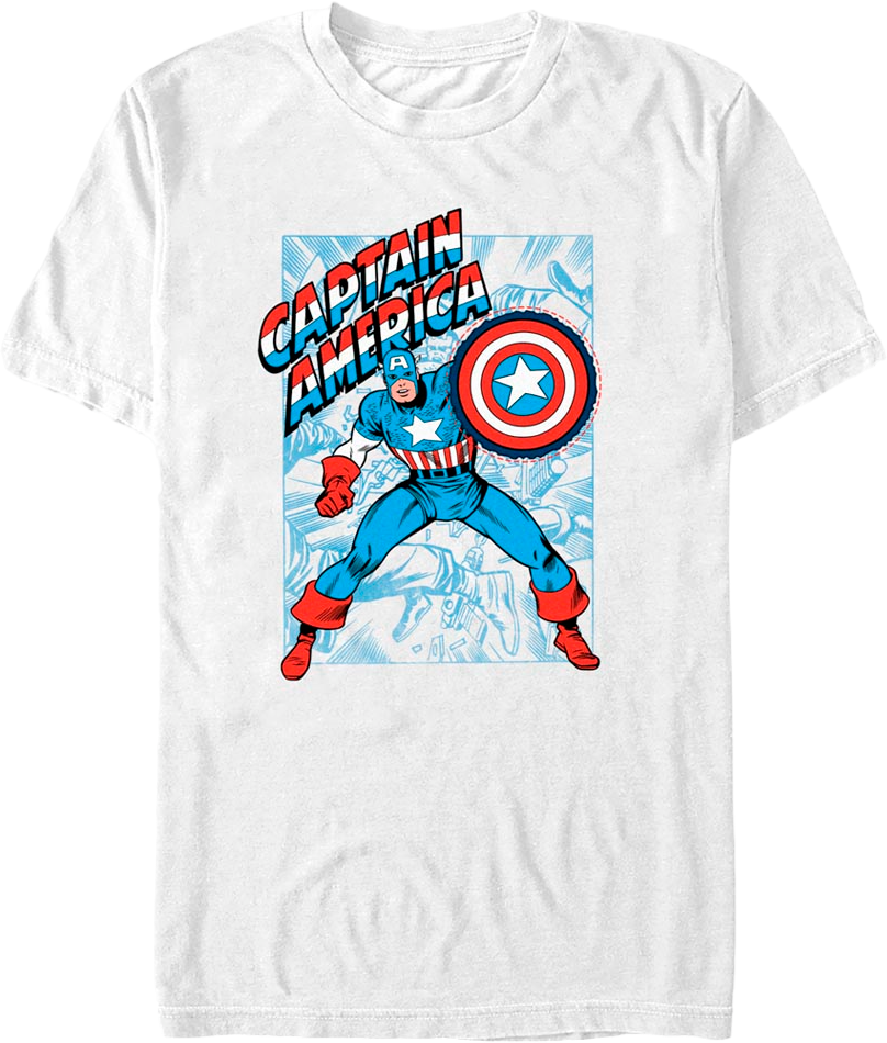 White Shielded Captain America Marvel Comics T-Shirt product image 1