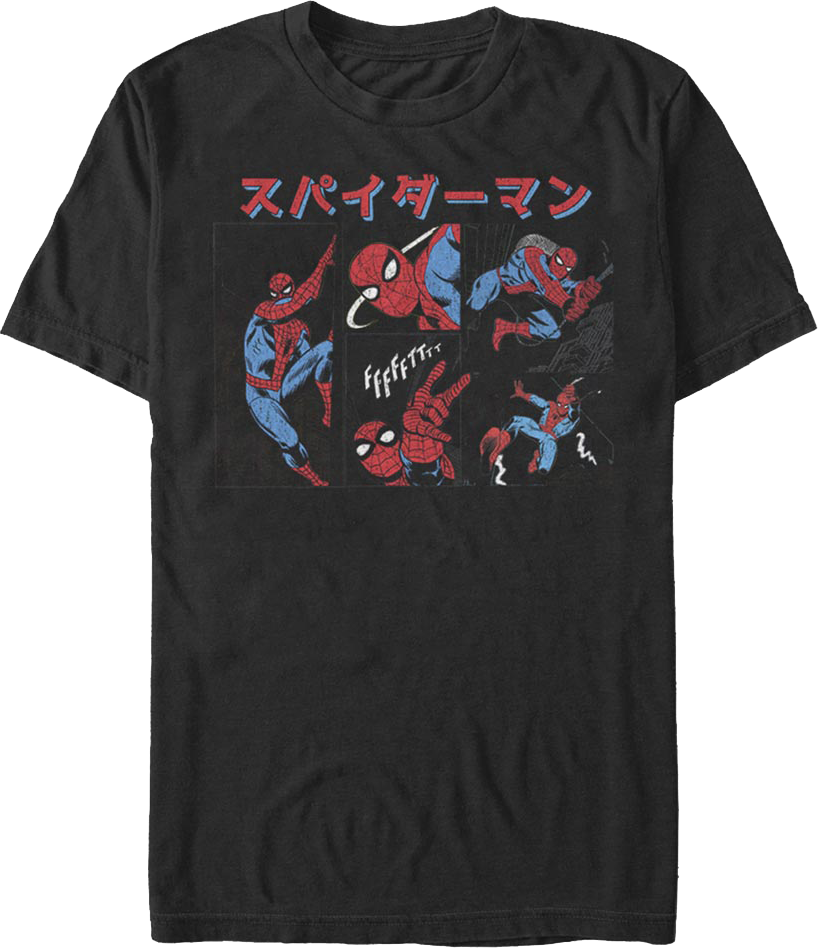 Spider-Man Japanese Collage Marvel Comics T-Shirt product image 1