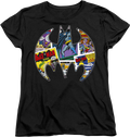 Womens Batman Logo Collage DC Comics Shirt product image 1