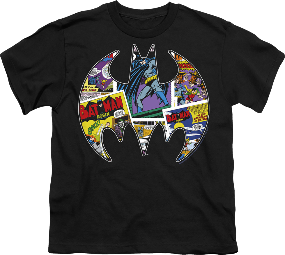 Youth Batman Logo Collage DC Comics Shirt product image 1